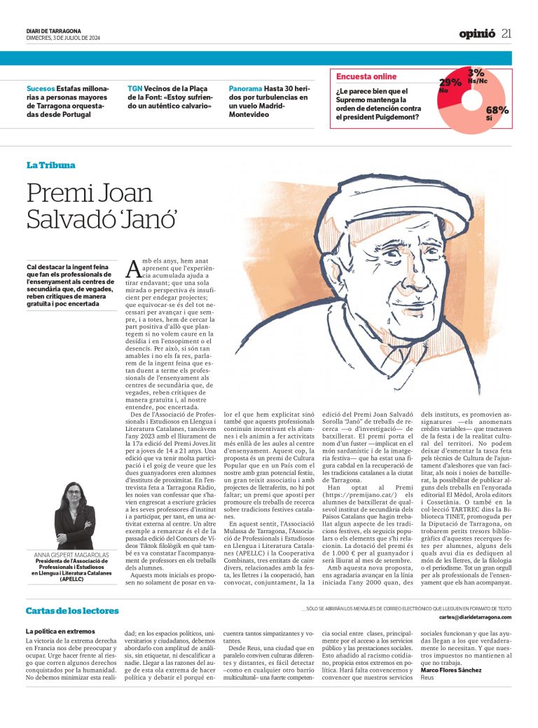 Article “Premi Joan Salvadó ‘Janó'” d’Anna Gispert Magarolas