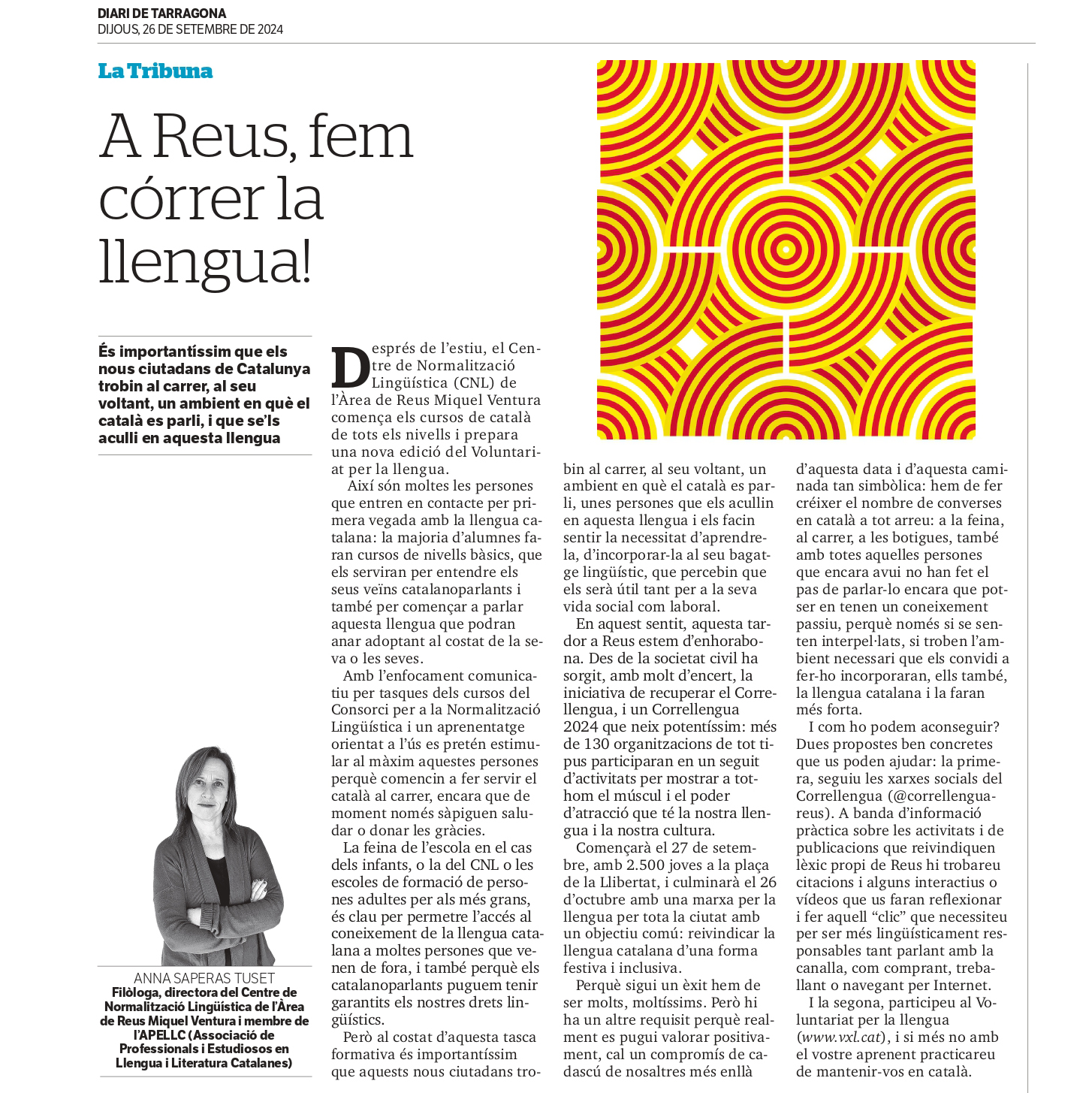 Article “A Reus, fem córrer la llengua” d’Anna Saperas Tuset