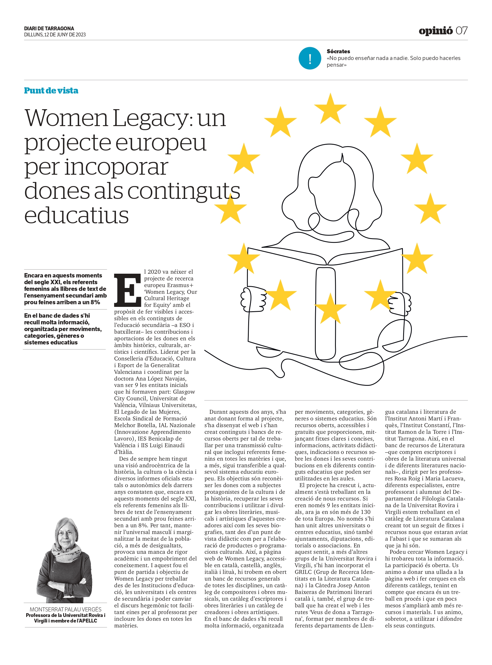 Article “Women Legacy: un projecte europeu per incorporar dones als continguts educatius”